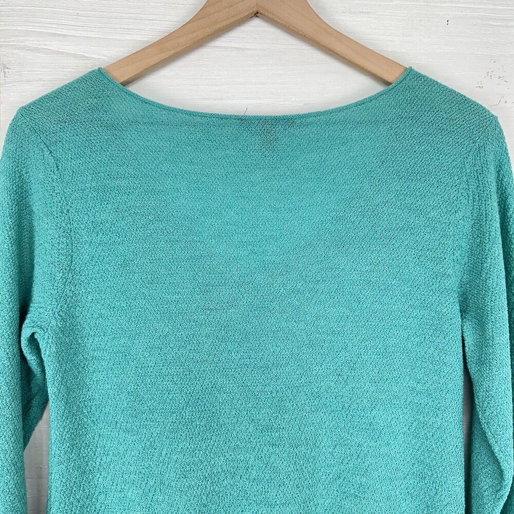 Eileen Fisher V Neck Tunic Top Knit Lightweight Sweater Women Size XS‎ Green - Picture 7 of 12